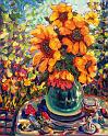 SOLD_Sunflowers_green_vase